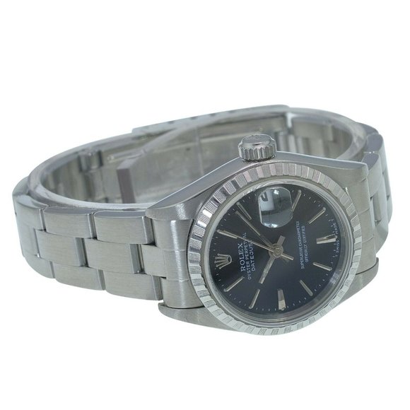 ROLEX DATEJUST 26 MM BLACK INDEX DIAL STAINLESS STEEL FLUTED OYSTER WATCH 79240 - Picture 4 of 10